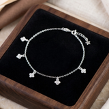  Lắc chân bạc Việt Nam treo charm cỏ bốn lá mini | Cáo Bạc 
