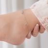 Lắc chân bạc Việt Nam charm tim đá mix nơ trơn Cáo Bạc
