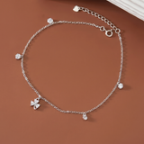  Lắc chân bạc Việt Nam charm cỏ ba lá mix đá treo lấp lánh | Cáo Bạc 
