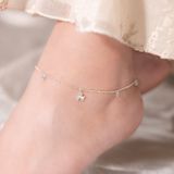  Lắc chân bạc Việt Nam charm cỏ ba lá mix đá treo lấp lánh | Cáo Bạc 