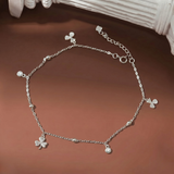  Lắc chân bạc Việt Nam charm cỏ ba lá mix ổ đá lấp lánh | Cáo Bạc 
