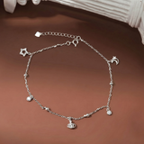  Lắc chân bạc Việt Nam charm ngôi sao đính đá địa cầu lấp lánh độc đáo | Cáo Bạc 