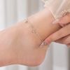 Lắc chân bạc Việt Nam charm tim đá mix ổ đá bốn chấu Cáo Bạc