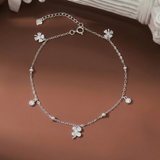  Lắc chân bạc Việt Nam dây bi charm bốn lá mix ổ đá may mắn lấp lánh | Cáo Bạc 
