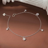  Lắc chân bạc Việt Nam dây dẹt charm hoa đá to tinh xảo | Cáo Bạc 