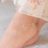 Lắc chân bạc Việt Nam dây xích charm hoa treo Cáo Bạc