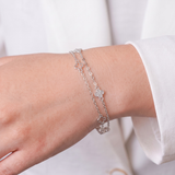  Lắc tay bạc Việt Nam hai sợi charm bốn lá mini tinh xảo | Cáo Bạc 