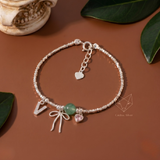  Lắc tay bạc Việt Nam Heart & Hope tim hồng nơ ngọc tròn | Cáo Bạc 