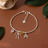  Lắc tay bạc Việt Nam Heart & Hope tim hồng nơ ngọc tròn | Cáo Bạc 