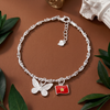 Lắc tay bạc Việt Nam Lá Cờ charm hồ điệp thanh lịch | Cáo Bạc