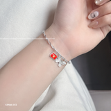  Lắc tay bạc Việt Nam Lá Cờ charm hồ điệp thanh lịch | Cáo Bạc 