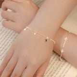  Lắc tay bạc Việt Nam charm bốn lá đen mix ổ đá bốn lá lấp lánh | Cáo Bạc 