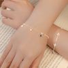 Lắc tay bạc Việt Nam charm bốn lá đen mix ổ đá Cáo Bạc