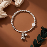  Lắc tay bạc Việt Nam charm gấu Teddy chuông tim hồng dễ thương | Cáo Bạc 