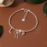  Lắc tay bạc Việt Nam Heart & Hope tim hồng nơ ngọc tròn | Cáo Bạc 