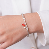  Lắc tay bạc Việt Nam bi hoa đính charm chuông thanh lịch | Cáo Bạc 