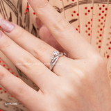  Nhẫn bạc Việt Nam xi vàng trắng ổ đá Kim Cương Moissanite bốn chấu sợi đan | Cáo Bạc 