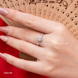  Nhẫn bạc Việt Nam xi vàng trắng ổ sáu chấu đính Kim Cương Moissanite cạnh đá mini | Cáo Bạc 