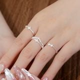 Nhẫn bạc Việt Nam 2 sợi thiết kế cỏ 4 lá mini viền ren tinh tế | Cáo Bạc 