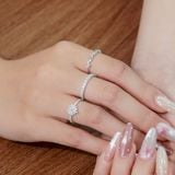  Nhẫn bạc Việt Nam hình cỏ 4 lá full đá sang trọng viền đá tinh tế | Cáo Bạc 