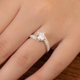  Nhẫn bạc Việt Nam bốn chấu cạnh một hàng đá sole | Cáo Bạc 