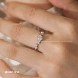  Nhẫn bạc Việt Nam xi vàng trắng đính Kim Cương Moissanite 6 li cạnh lá sáu chấu | Cáo Bạc 