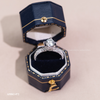 Nhẫn bạc Việt Nam xi vàng trắng đính kim cương Moissanite 8 li ổ đá chấu vương miện cao | Cáo Bạc