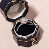  Nhẫn bạc Việt Nam xi vàng trắng đính đá Moissanite đế hoa xếp lớp | Cáo Bạc 
