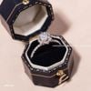 Nhẫn bạc Việt Nam đính đá Moissanite đế hoa xếp lớp Cáo Bạc