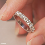  Nhẫn bạc Việt Nam xi vàng trắng đính Kim Cương Moissanite hoa nhọn năm cánh sang trọng | Cáo Bạc 