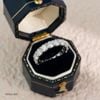 Nhẫn bạc Việt Nam xi vàng trắng đính Kim Cương Moissanite hoa nhọn năm cánh sang trọng | Cáo Bạc