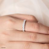  Nhẫn bạc Việt Nam xi vàng trắng đính kim cương Moissanite tròn ổ đá bốn chấu sang trọng | Cáo Bạc 