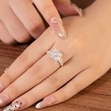  Nhẫn nhẫn bạc Việt Nam bốn chấu đế vuông đính đá dài tinh tế | Cáo Bạc 