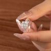 Nhẫn bạc Việt Nam bốn chấu đế vuông đá dài Cáo Bạc