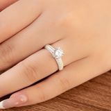  Nhẫn bạc Việt Nam bốn chấu đế viền ba hàng đá lấp lánh | Cáo Bạc 