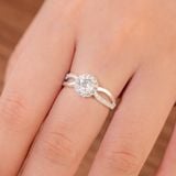  Nhẫn bạc Việt Nam bốn chấu viền hoa thiết kế hở điều chỉnh size | Cáo Bạc 