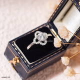  Nhẫn bạc Việt Nam xi vàng trắng đính kim cương Moissanite Lucky Bloom thanh lịch quý phái | Cáo Bạc 