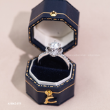  Nhẫn bạc Việt Nam xi vàng trắng đính Kim Cương Moissanite ổ đá 4 cạnh lấp lánh | Cáo Bạc 