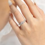  Nhẫn nhẫn bạc Việt Nam đính kim cương Moissanite 5.5 ly ổ đá bốn chấu cạnh xoắn lấp lánh sang trọng | Cáo Bạc 