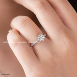  Nhẫn bạc Việt Nam đính Kim Cương Moissanite ổ đá sáu chấu cao cấp | Cáo Bạc 