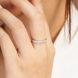  Nhẫn bạc Việt Nam xi vàng trắng đính full kim cương Moissanite nửa hàng đá sang trọng quý phái | Cáo Bạc 