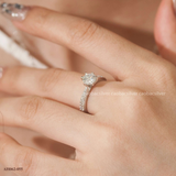  Nhẫn bạc Việt Nam xi vàng trắng đính kim cương Moissanite 6 ly sáu chấu cao cấp | Cáo Bạc 