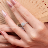  Nhẫn bạc Việt Nam xi vàng trắng đính đá Moissanite đế hoa xếp lớp | Cáo Bạc 