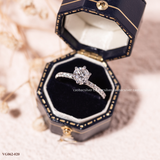  Nhẫn bạc Việt Nam xi vàng trắng đính kim cương Moissanite ô đá nhỏ đế 1 ổ đá sang trọng | Cáo Bạc 