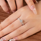  Nhẫn bạc Việt Nam xi vàng trắng đính kim cương Moissanite ô đá nhỏ đế 1 ổ đá sang trọng | Cáo Bạc 