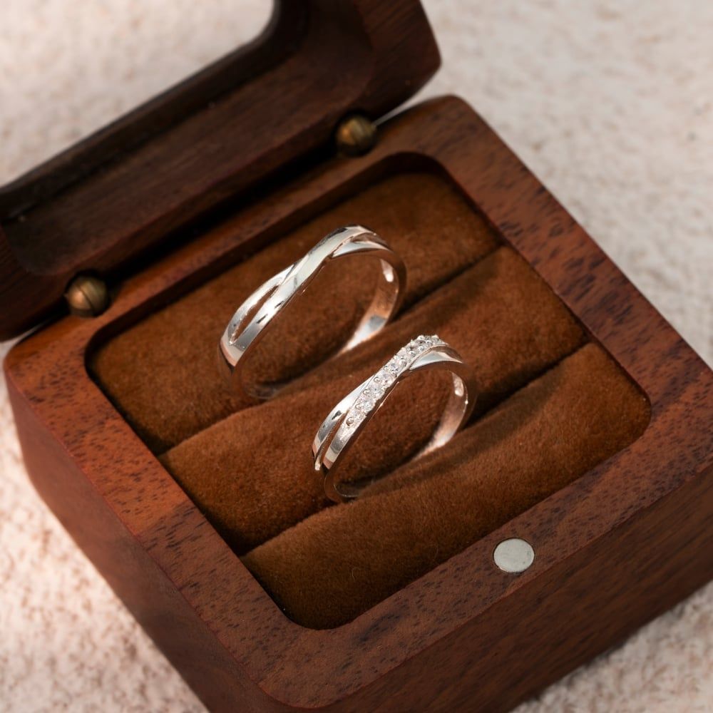  Nhẫn đôi bạc Việt Nam Joy Couple Rings chế tác theo size tay | Cáo Bạc 