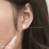  Khuyên bạc ta bốn cánh nhọn đá 