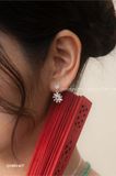  khuyên tai bạc ta nụ đá treo tròn đá dài rỗng 