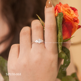  Nhẫn bạc ta ổ đá sáu chấu cạnh tam giác ba đá 