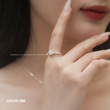  Nhẫn bạc ta viền đá tròn cạnh đá mini 